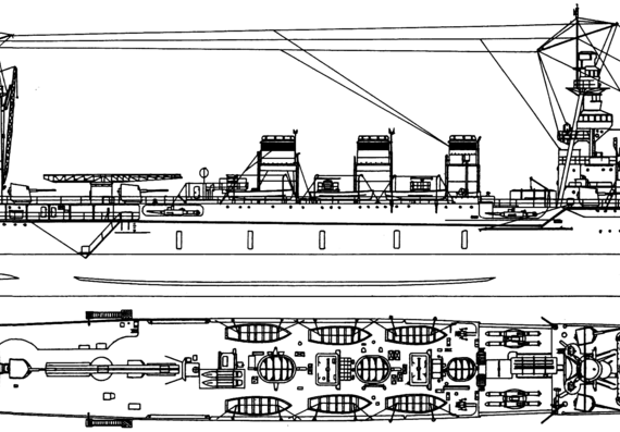 Крейсер IJN Tama 1940 [Kuma-class Light Cruiser] - чертежи, габариты, рисунки